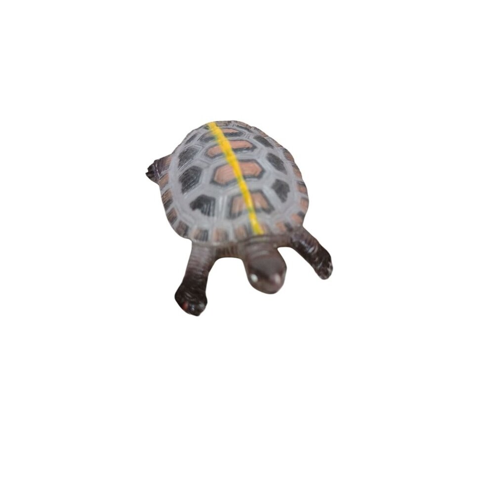 Miniature Plastic Turtle Figurine With Yellow‎ Stripe Realistic Design